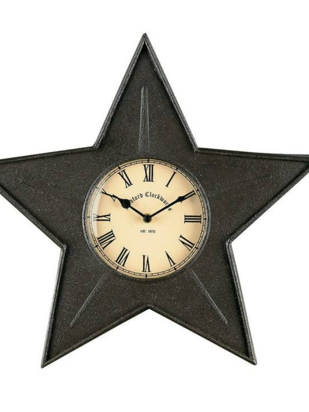 Country Star Wall Clock in Rustic Dark Brown Meta;
